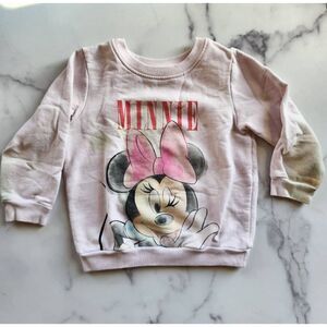 Minnie mouse face girls toddler 3t pink crewneck sweater Disney pullover